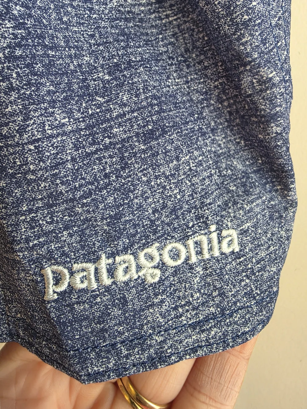 Patagonia Blue Multi-Stripe Men’s Swim Board Shorts